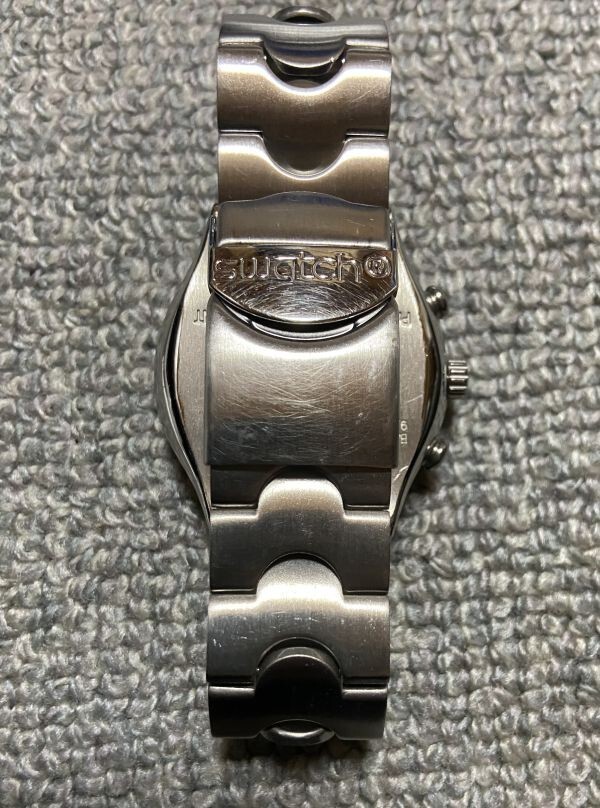 KB1389 【返品保証】SWATCH スウォッチ IRONY アイロニー CHRONO クロノ AG1997 腕時計 クオーツ アナログ アイスブルー 電池切れ 中古_画像3