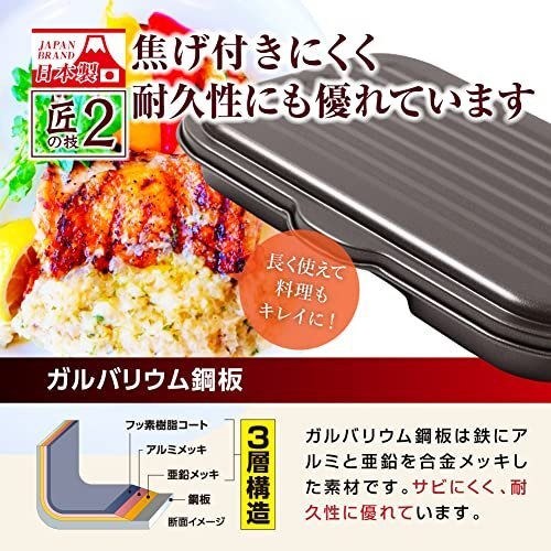 【特価】 フッ素樹脂塗膜加工 【極匠】 深型蓋付き トレー オーブントースター グリルパン グリルの画像4