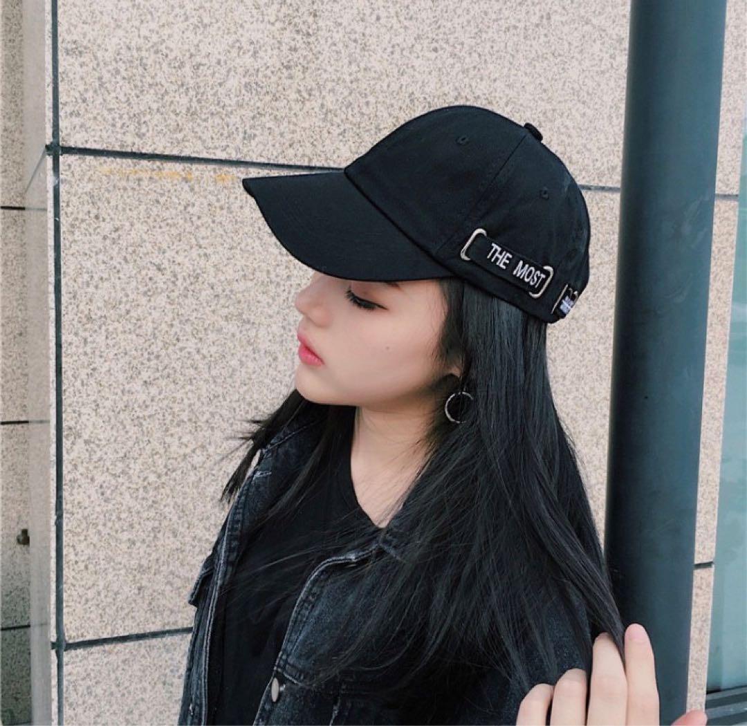 キャップ 深めUV 韓国 ロゴ帽子 男女兼用 ブラック ベージュの画像2