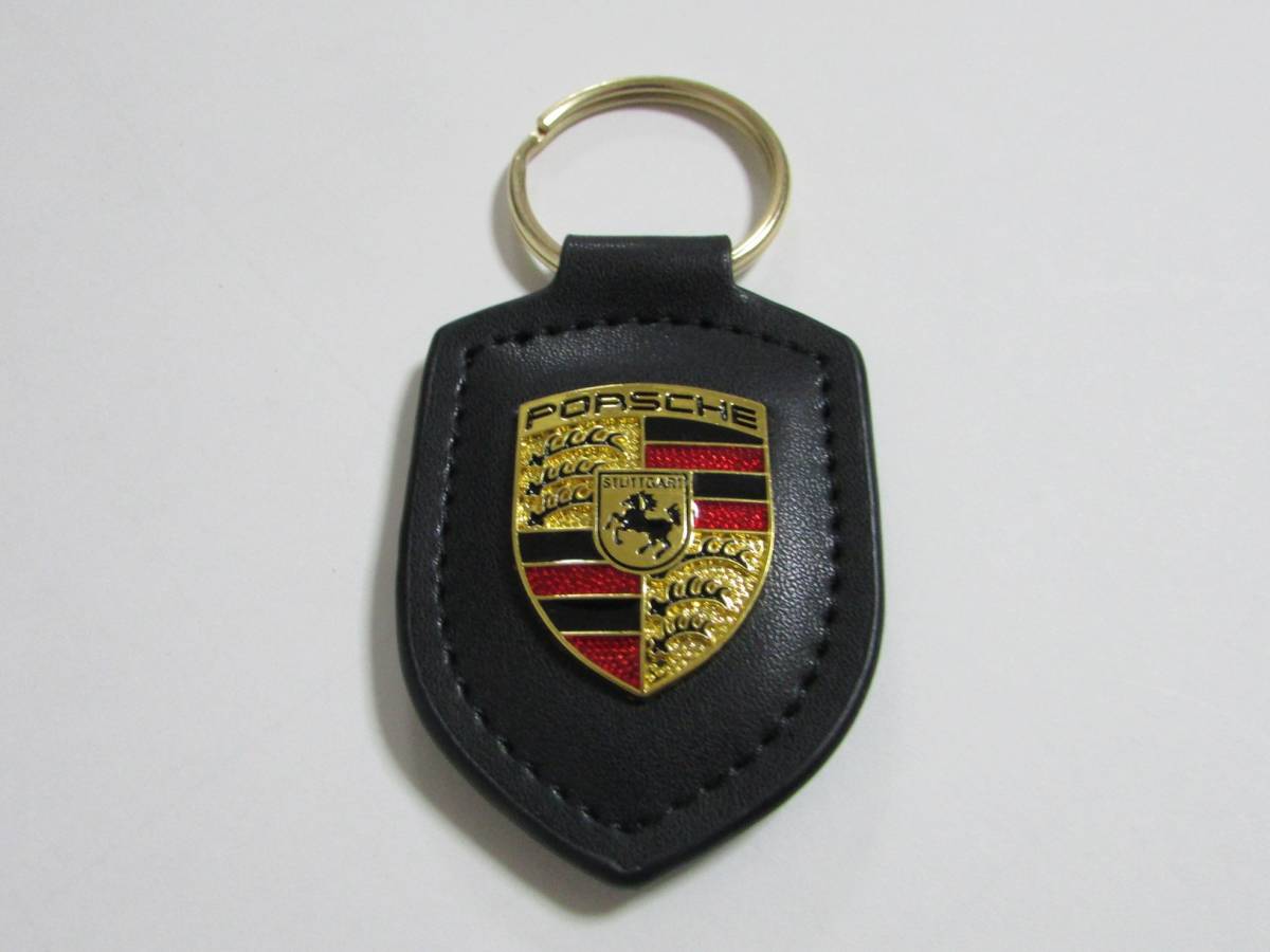 PORSCHE ポルシェ クレスト キーホルダー クレスト裏型押し ブラックの画像1