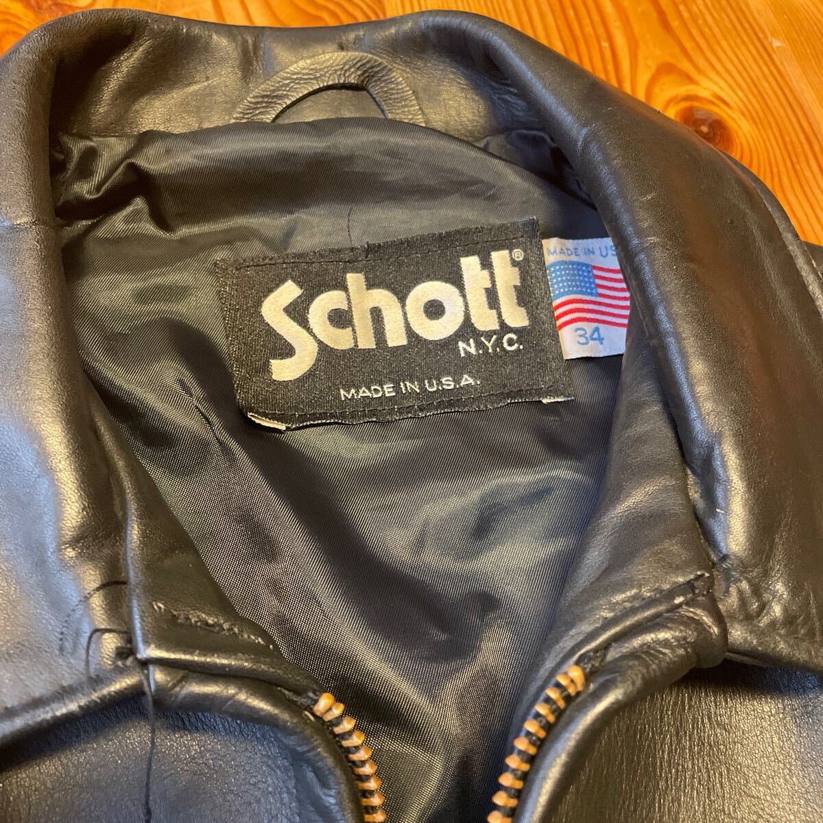 Schott レザージャケット ショット シングルライダース 牛革 サイズ34 90年代　革ジャン_画像3