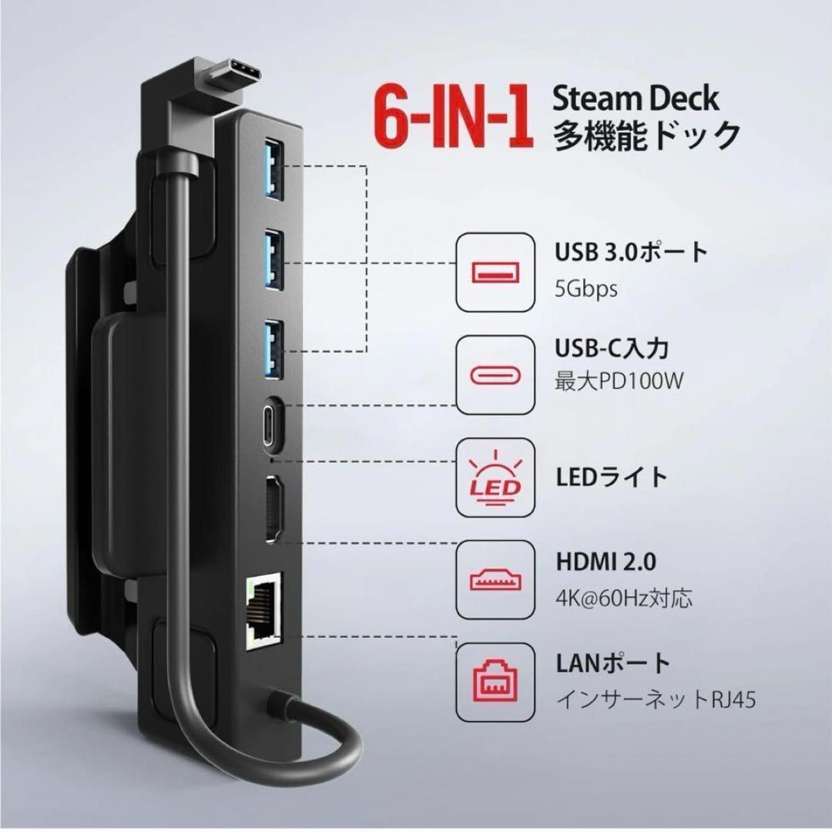 スチームデック ドック 多機能 新品 Steam  Deck 高画質 HDMI 軽量 6in1 Switch 充電スタンド