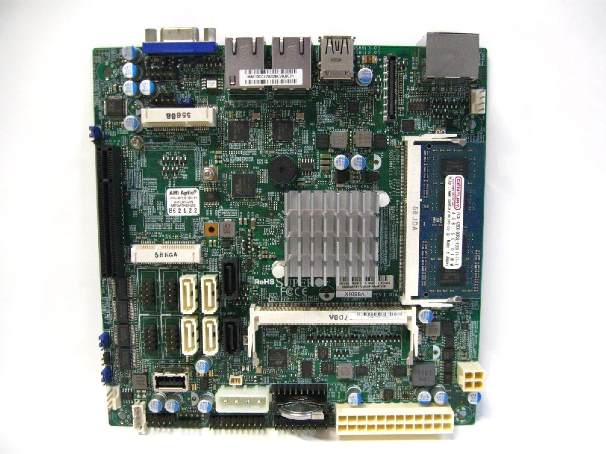 ▽SUPERMICRO X10SBA Intel Celeron J1900 2.00GHz 4GB Mini-ITX マザーボード 中古 スーパーマイクロ_画像1