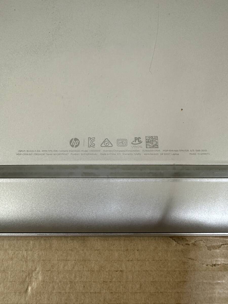 T【中古品】HP ENVY Laptop 13ーad1XX Core i5-8250U CPU @ 1.60GHz 1.80GHz 8GB 512SSD 初期化済 通電動作確認済 コード付の画像6