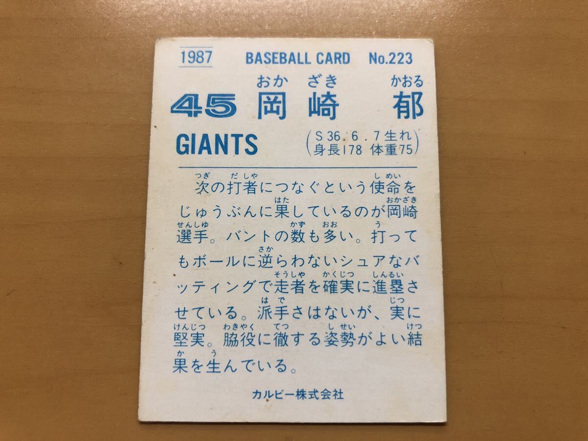 カルビープロ野球カード 1987年 岡崎郁(巨人) No.223_画像2