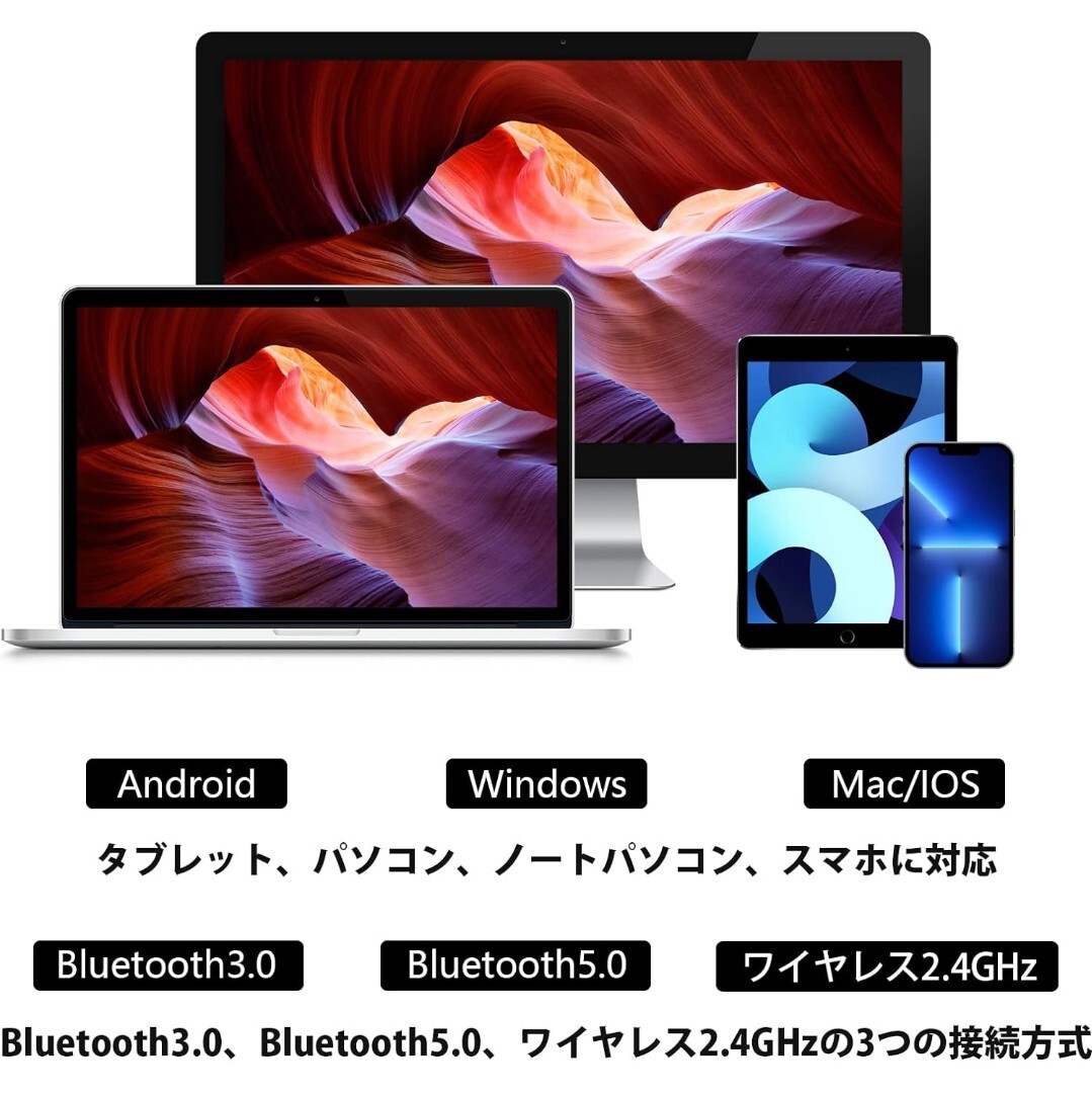 Fmlyhom ワイヤレスキーボードBluetooth/USB2.4G接続 タブレット/ノートパソコン/スマホ用 78キー 充電式 Android Windows Mac iOS対応A52