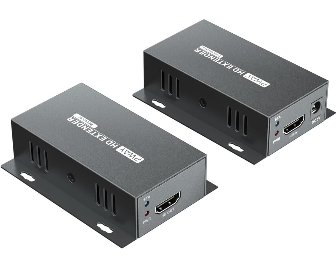 PWAY HDMIエクステンダー50Mロスレス伝送 Cat5e/6/7対応 HD1080Pサポート3D/EDID/One電源HDMI Lanエクステンダー変換 PC/PS4/PS5対応 A51の画像1