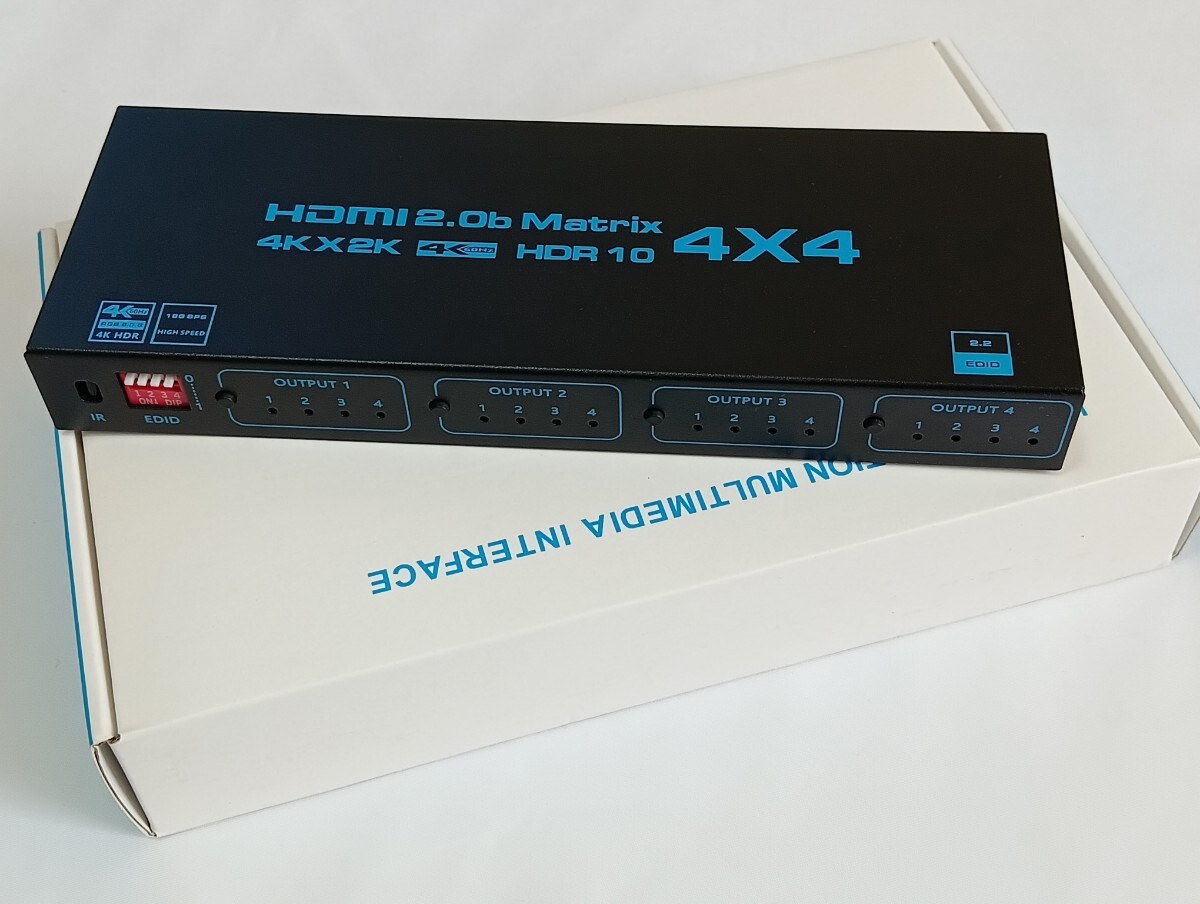 【訳あり】4K@60Hz 4KHDR HDMIマトリックス スイッチ 4入力4出力HDMIマトリックス 4x4 3840x2160PHDMI 2.0b HDCP 2.2 ATMOS 7.1 3D RGB/YUV
