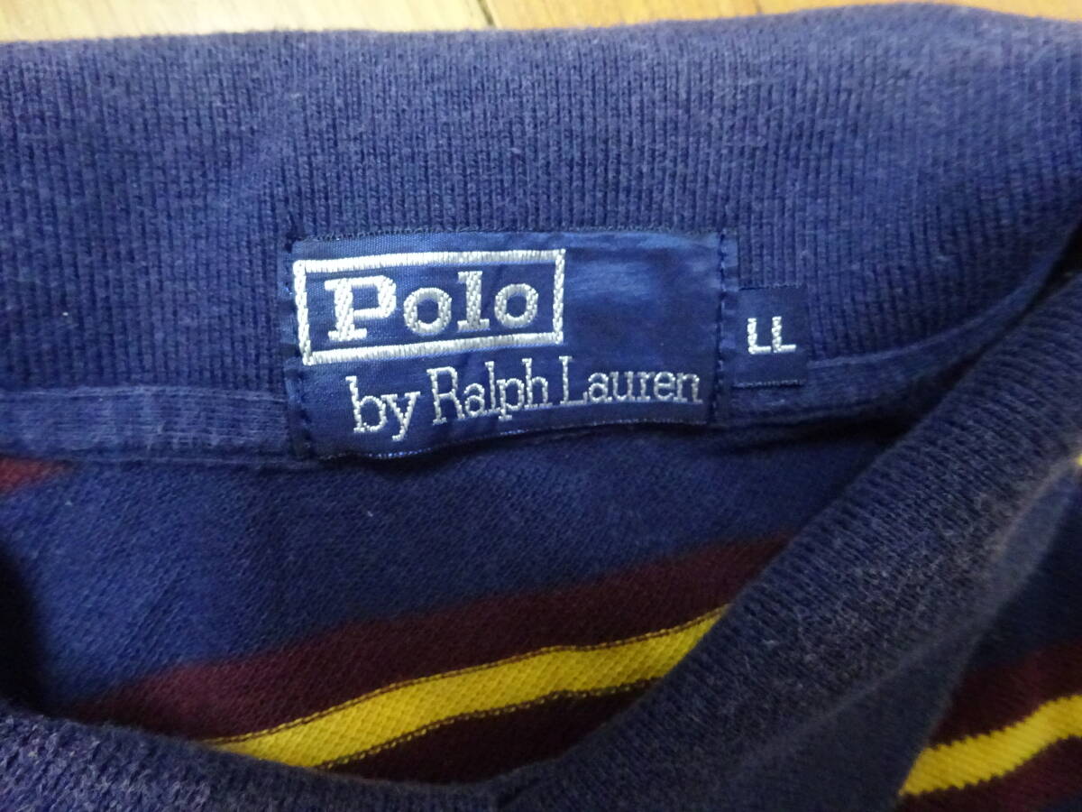 ■あ-160 ■Polo by Ralph Lauren　半袖ポロシャツ　ボーダー　サイズＬＬ_画像2