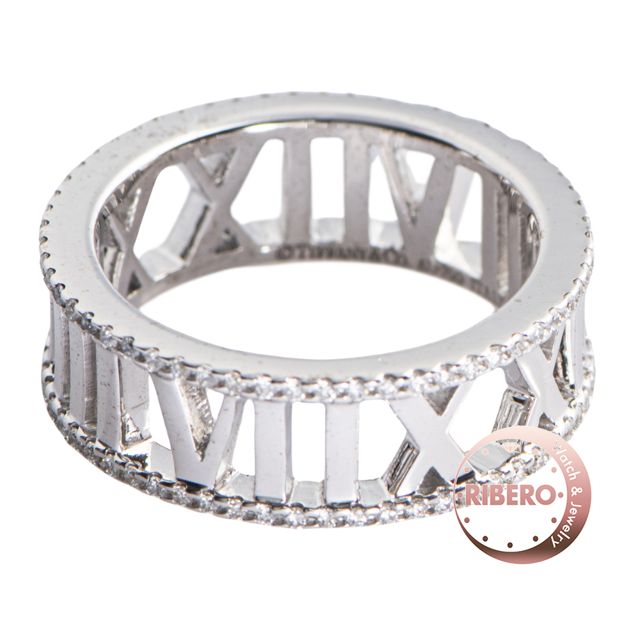 TIFFANY&Co. Tiffany open Atlas full diamond ring * ring 12.5 number silver 