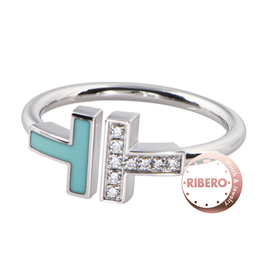 Tiffany &amp; Co. Tiffany T Diamonds &amp; Turquoise Willing 64028227 Кольцо / Кольцо № 17 Серебро