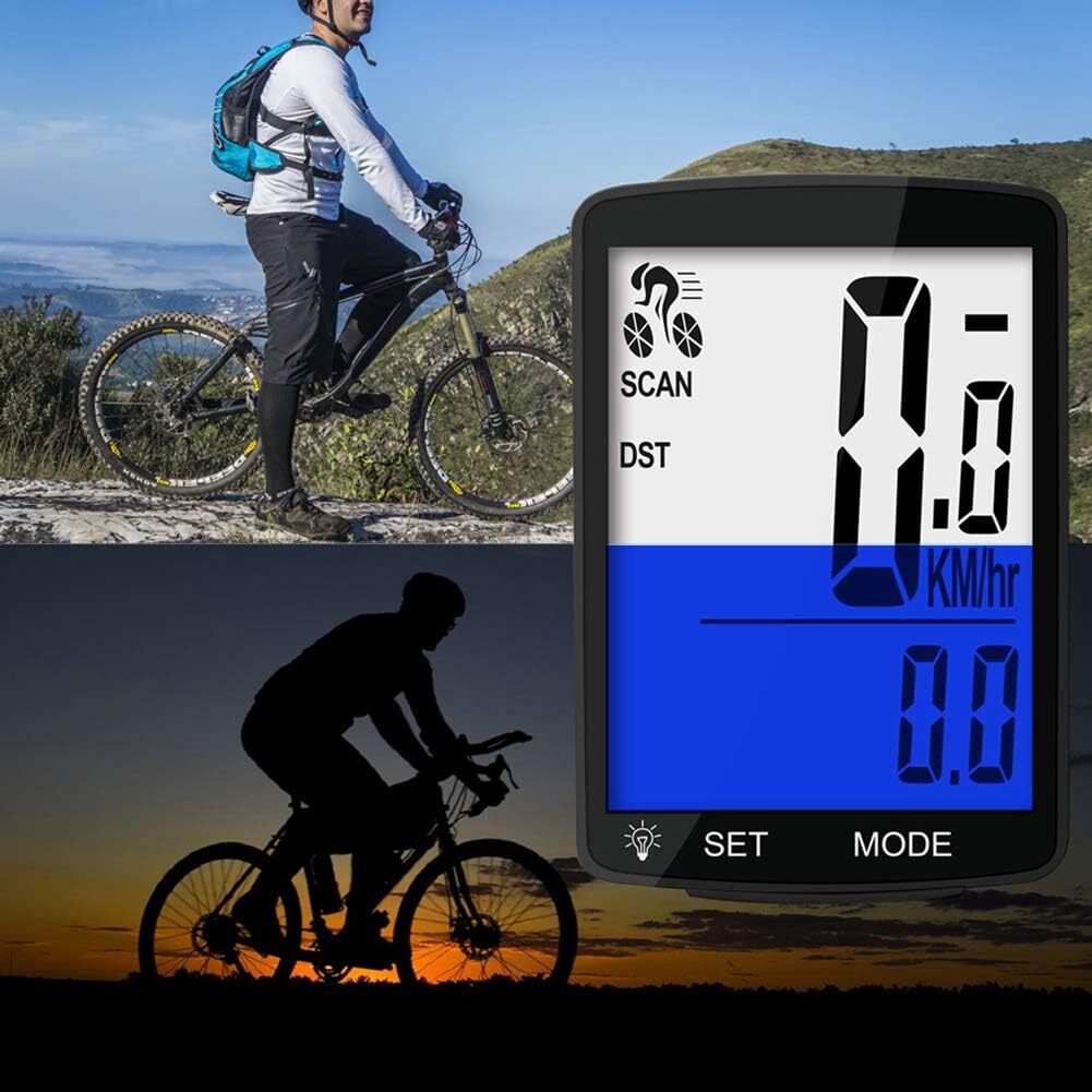 Ewolee サイクルコンピューター 自転車 ワイヤレス サイコン スピードメーター 大画面表示 防水 バックライト付き 走行距離_画像4