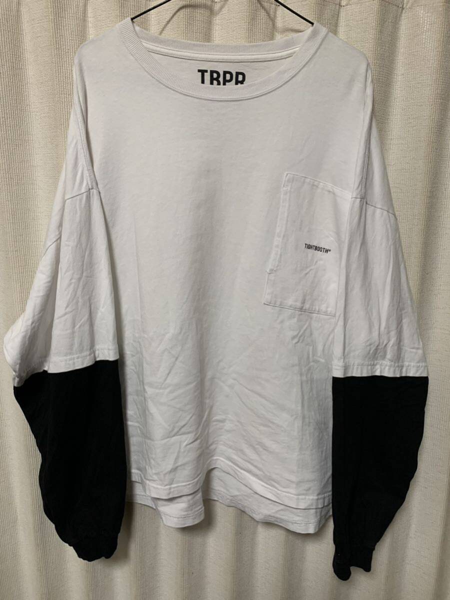 TIGHTBOOTH LAYERED L/S T-SHIRT サイズXL WHITE BLACK タイトブース レイヤード オーバーサイズ Tシャツ TBPR_画像3