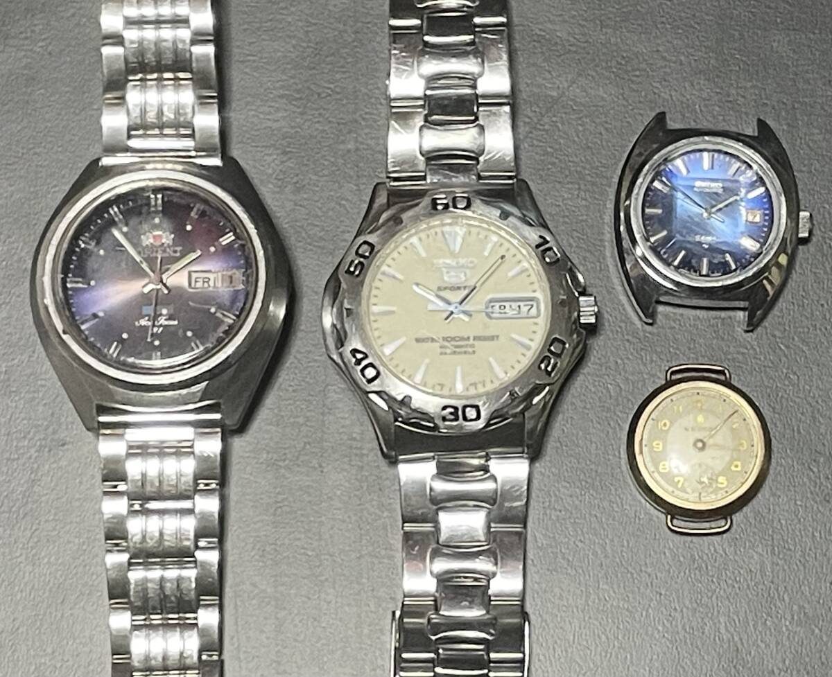 腕時計 自動巻き4本セット ジャンクまとめ ORIENT SEIKO セイコー オリエント 5sports アンティーク ヴィンテージ 機械式 メンズレディースの画像1