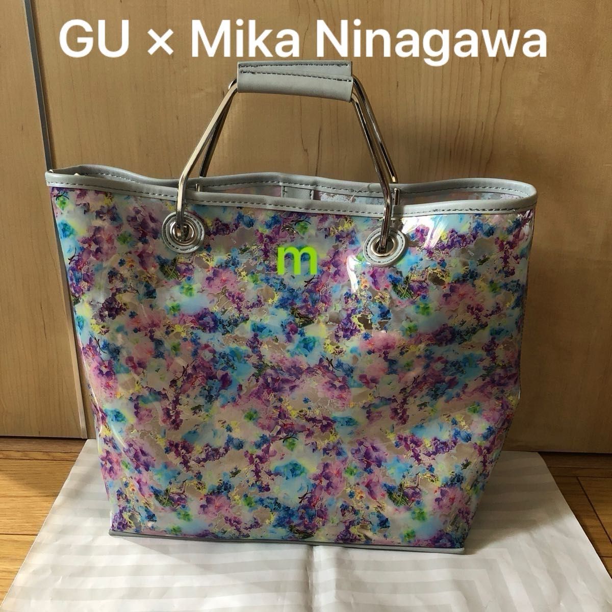 GU × Mika Ninagawa クリア トート バック ブルー 小花柄