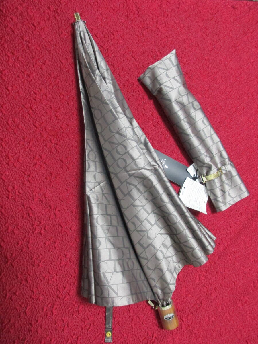 即決　タグ付き未使用　現行品　日本製　ランバン コレクション 雨傘 　折りたたみ傘　薄い焦げ茶系　上質　しっかり生地_画像9