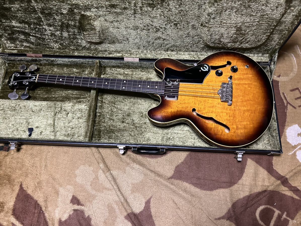 88年製・超美品・寺田楽器製・Epiphone ・EB-2 セミアコベース・玉杢ボディー・サンバースト・スクリプトロゴ・日本製・５行シリアル・激安の画像1