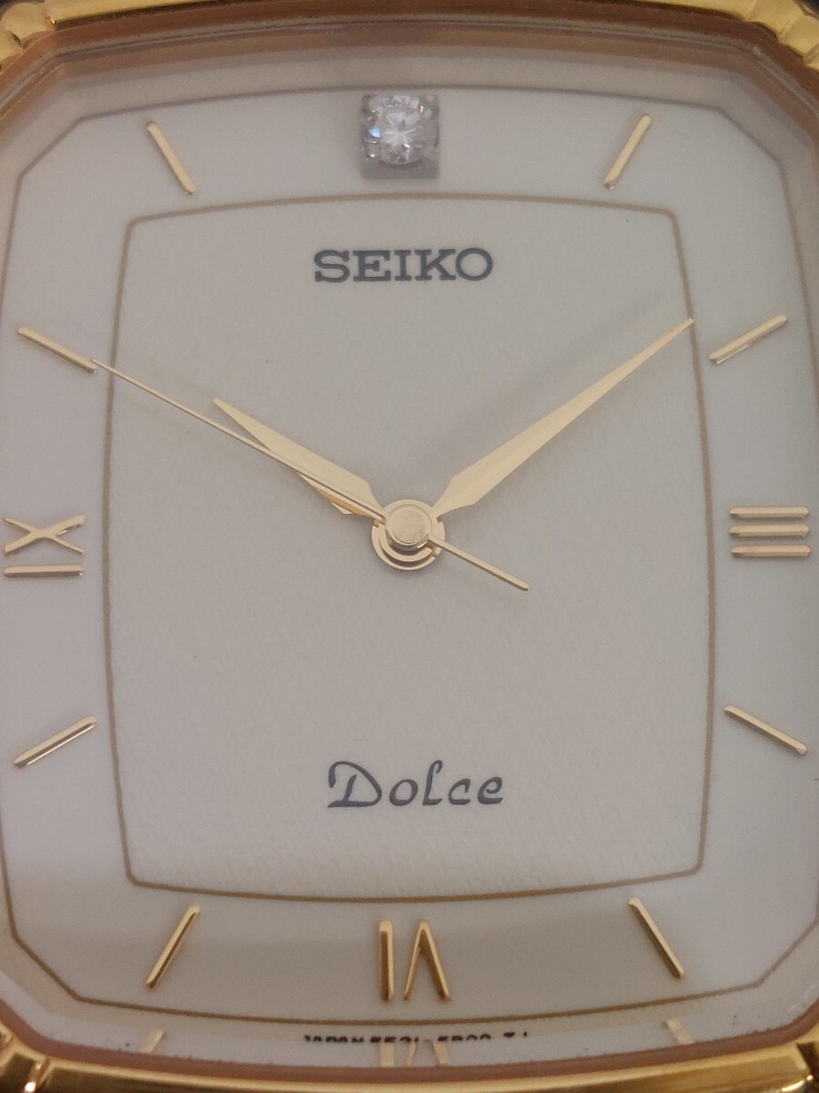 14369　SEIKO セイコー DOLCE ドルチェ 5E31-5A90 1Pダイヤ アイボリー文字盤 メンズ クオーツ 腕時計 USED品_画像3