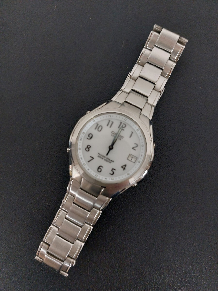 10877  CASIO カシオ LINEAGE リニエージ ウェーブセプター LIW-120 タフソーラー デイト 腕時計 白文字盤 ホワイト USED品 現状品の画像9