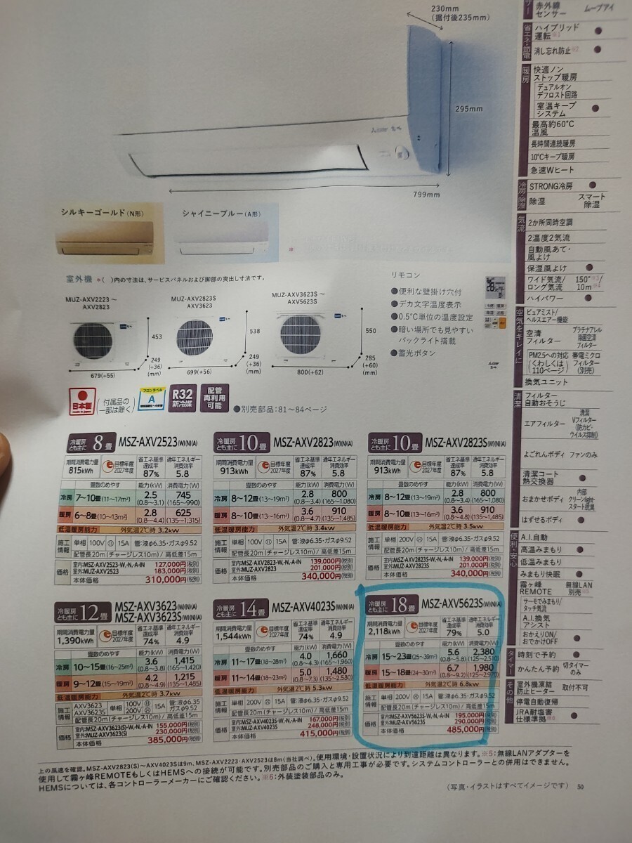 新品未開封 23年度モデル 三菱電機◆ルームエアコン 5.6kw 主に18畳◆MSZ-AXV5623S-W 白色 霧ヶ峰 三菱 ３の画像8