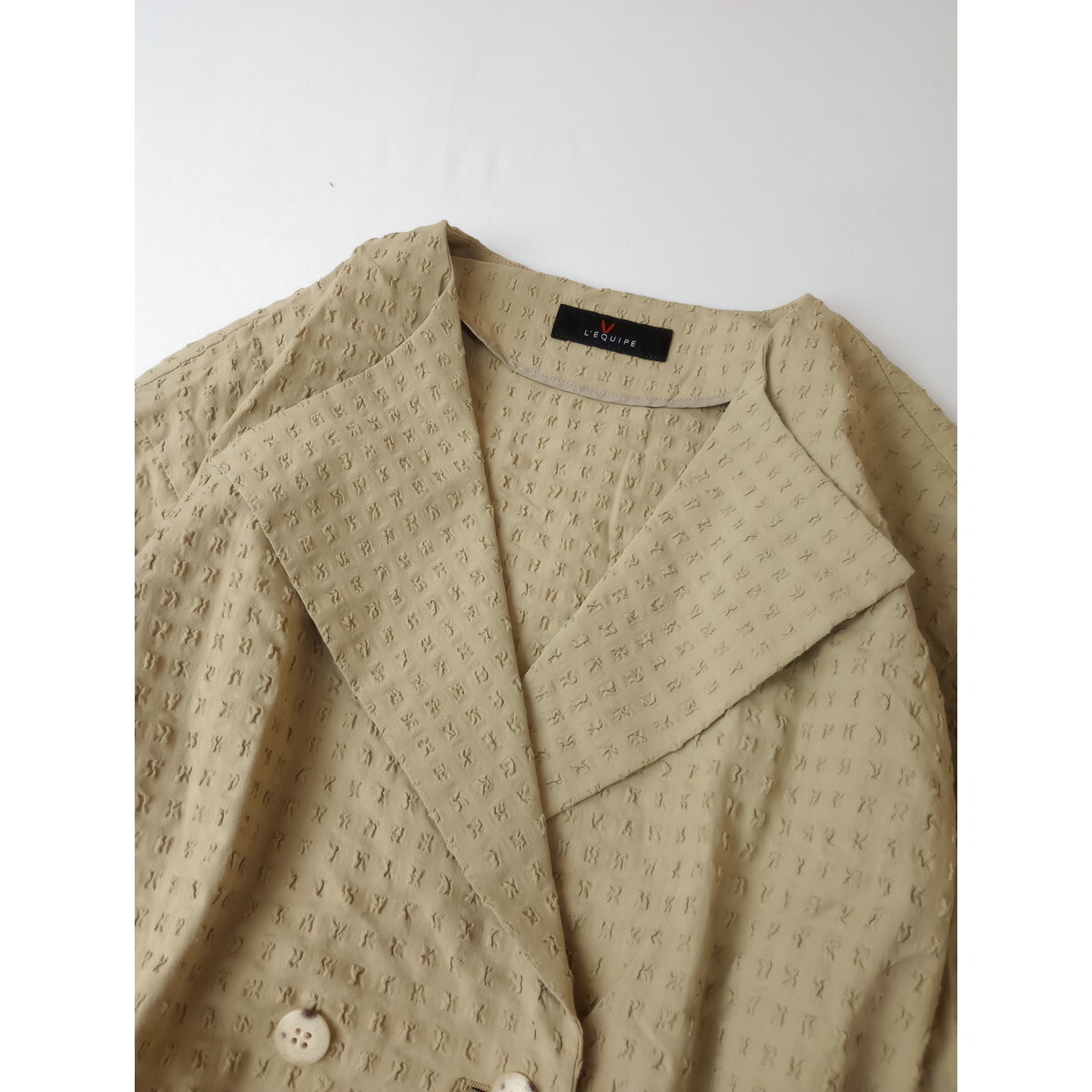 L'EQUIPE レキップ「さあ、着替えよう♪新しい”わたし”」コットン 綿 混 開襟 ジャケット 羽織 ベージュ 38 M (45S+9419)の画像2