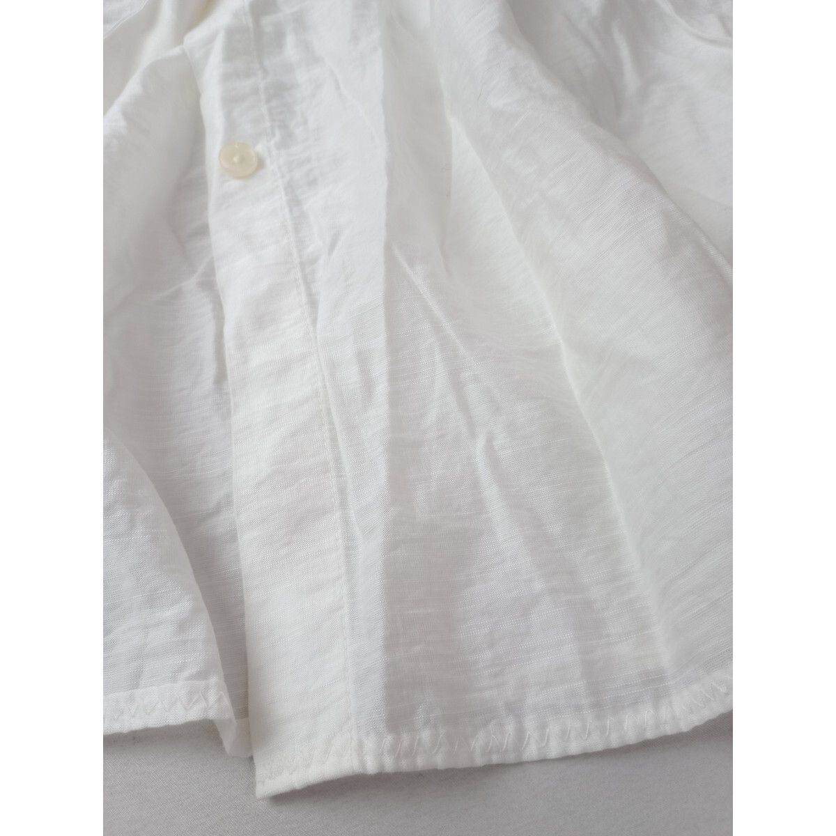 22年製 シンプリシテェ「適度なゆるさとおしゃれ感。」バンドカラー シアー 長袖 シャツ ロング ワンピース 羽織 白 ホワイト (19S+0915)の画像3