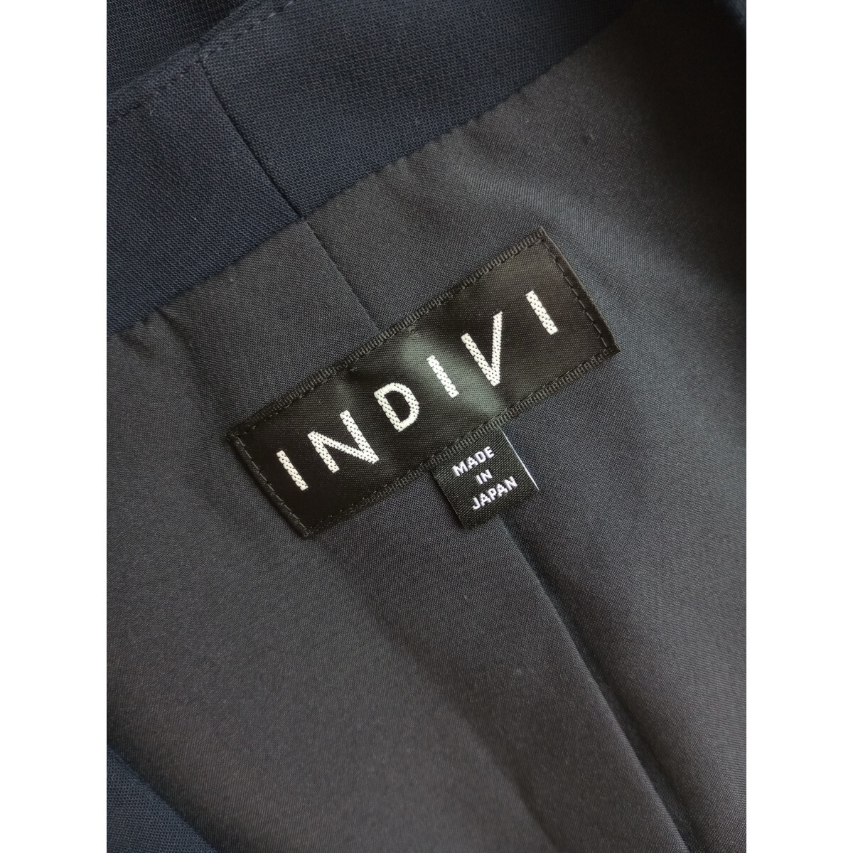 INDIVI インディヴィ「賢い女性は美しい」ノーカラー ジャケット 羽織り ネイビー 紺色 日本製 (65K+9052)☆_画像6