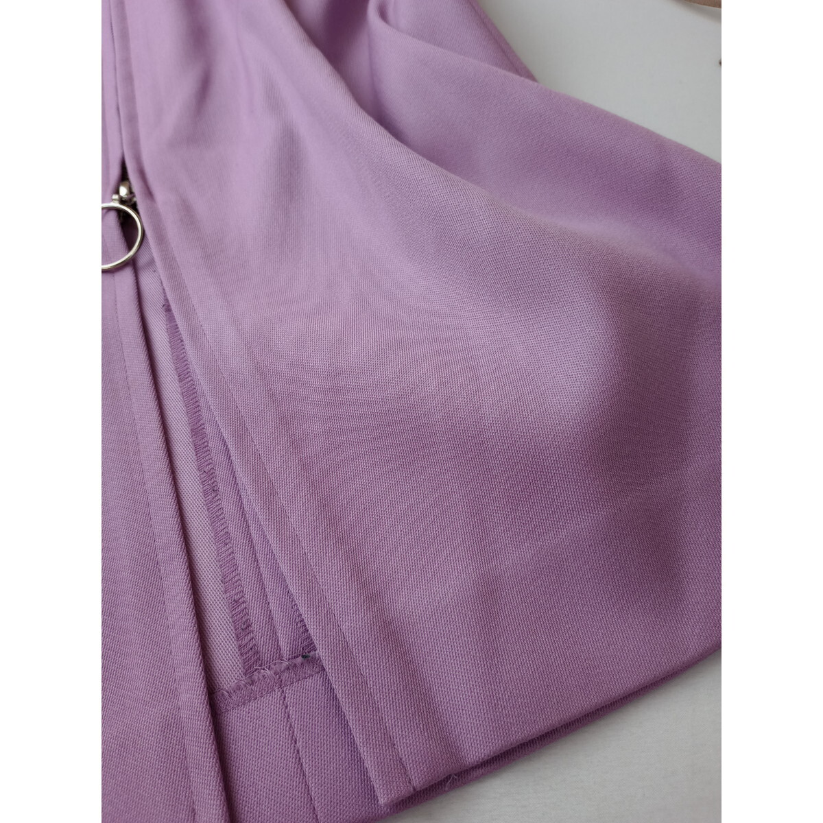 NOBLE ノーブル「着るだけで素敵に華やぐ」女映え ジップ ダブルポケット ロング スカート パープル 紫 38 M (62S+9304)_画像3