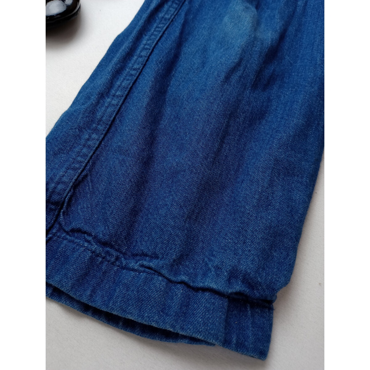 エテルニテ デ ソワ eternite de Soi-e「きょうもあしたも週末もこれを着る♪」コットン100％ デニム風 ワイドパンツ ブルー 1 (61K+9301)