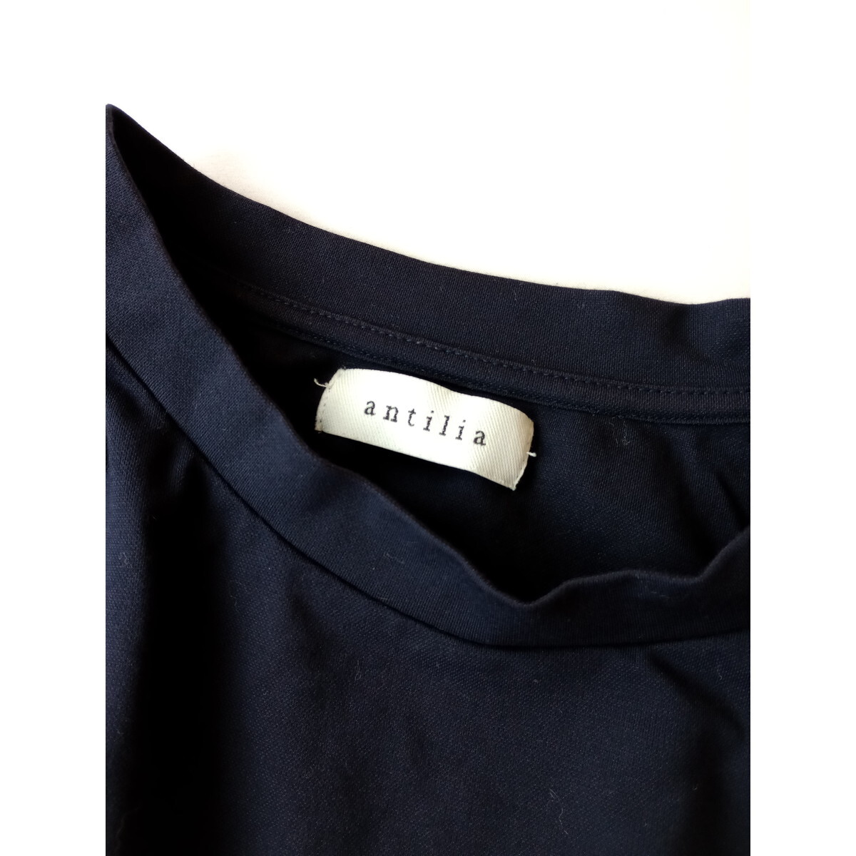 antilia アンティリア「ワードローブにわたしを新発見。」半袖 裾ゴム ブラウス プルオーバー ネイビー (54K+8393)_画像4