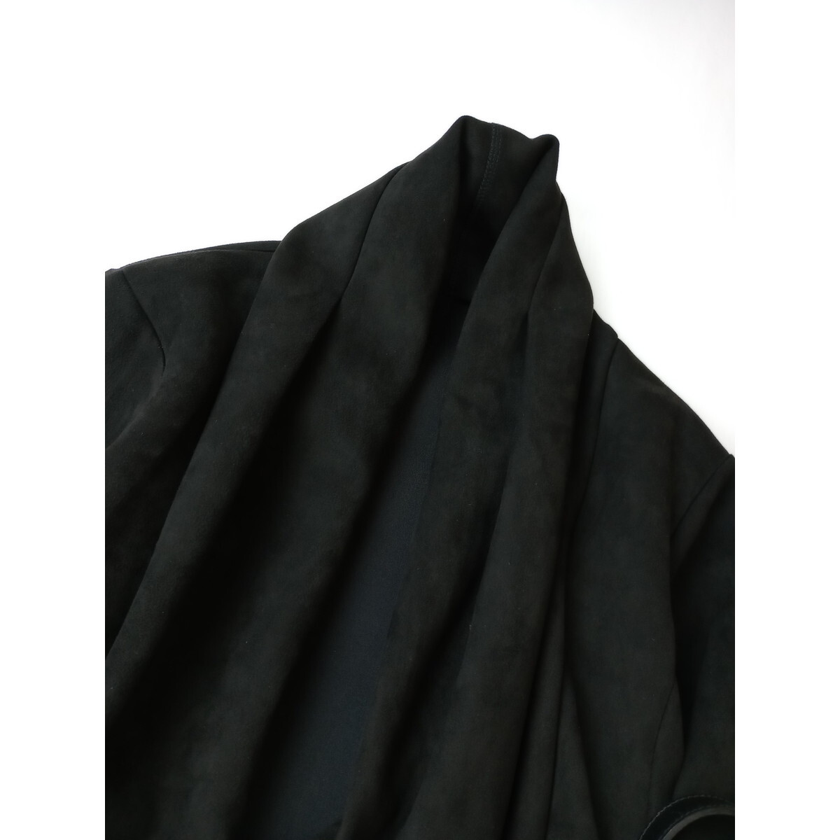 SCOTCLUB スコットクラブ「coolな私は黒しか着ない。」スウェード調 ロング コート 羽織り 9号 Ｍ (49K+0628)の画像2