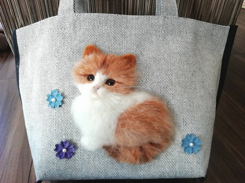 羊毛フェルト　猫　猫ちゃんミニトートバッグ・トートバッグ・バッグ_画像6