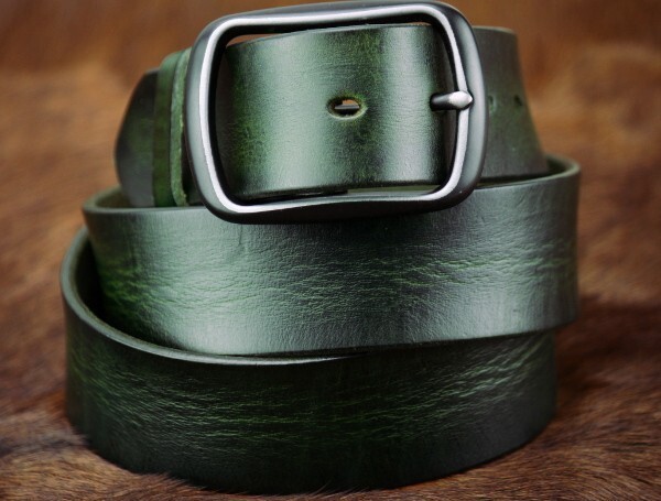  select exhibition *DT-158A original leather green tongue person g -ply thickness meat thickness futoshi leather belt one pushed . long cellar!