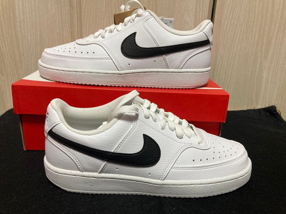 新品24 5NIKEナイキコートビジョンLOホワイトブラック白黒AF1 新品24 5NIKEナイキコートビジョンLOホワイトブラック白黒AF1