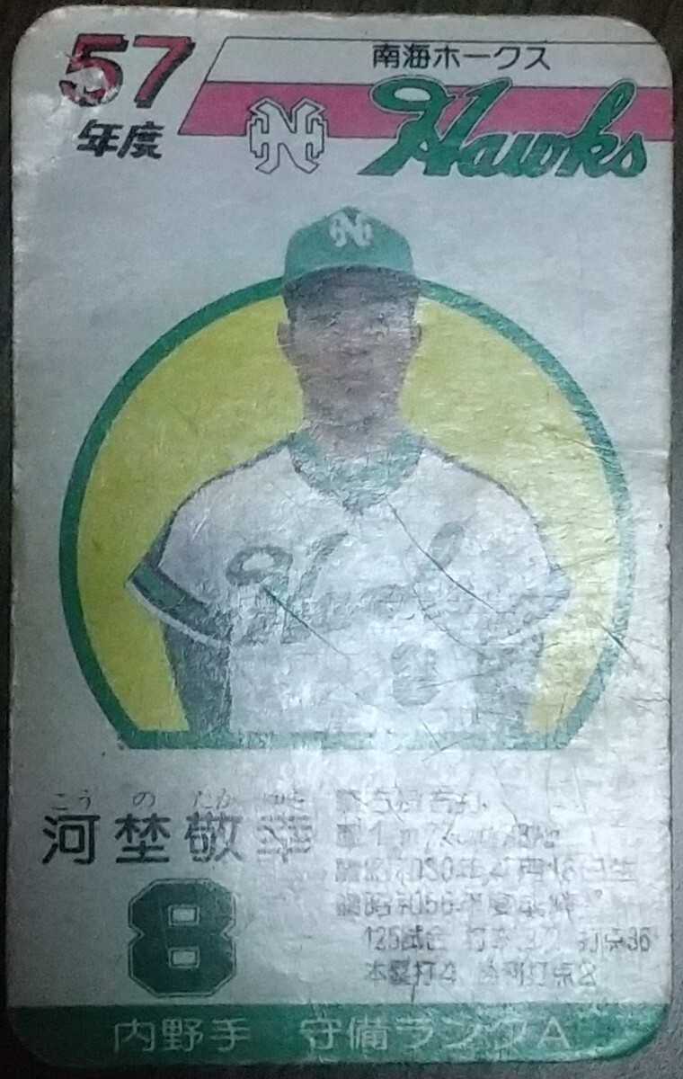 タカラプロ野球カードゲーム昭和５７年度南海ホークス 河埜敬幸の画像3