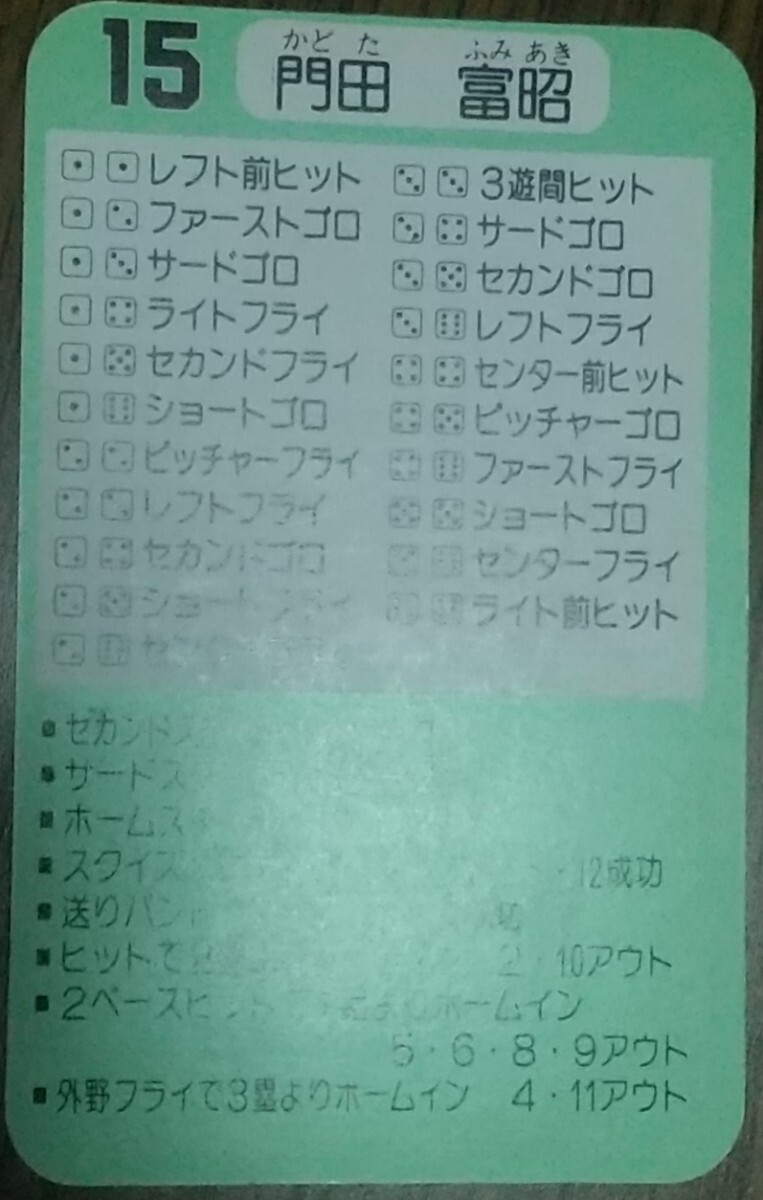 タカラプロ野球カードゲーム昭和５９年度横浜大洋ホエールズ 門田富昭の画像4