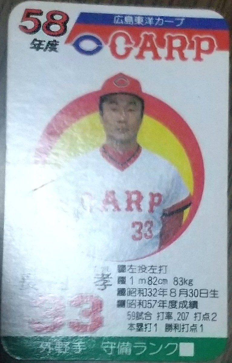 タカラプロ野球カードゲーム昭和５８年度広島東洋カープ 長内孝_画像3