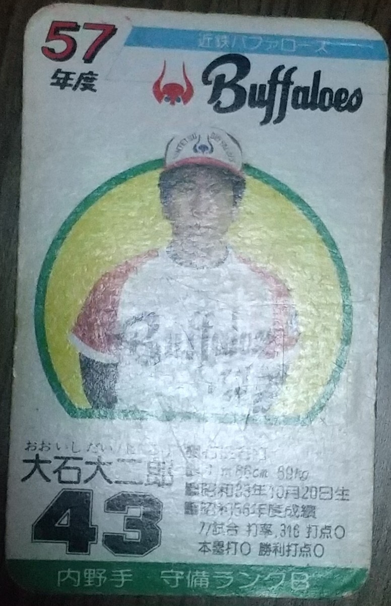 タカラプロ野球カードゲーム昭和５７年度近鉄バッファローズ 大石大二郎の画像3