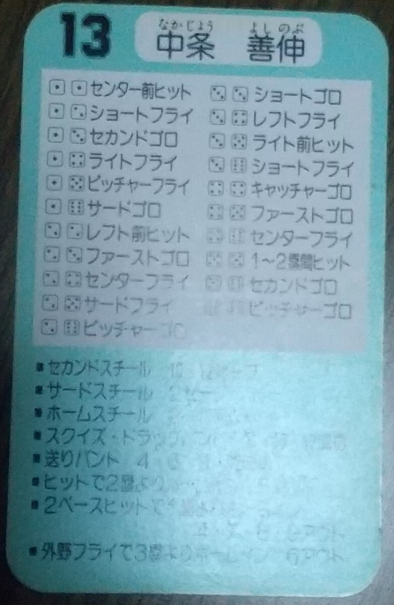 タカラプロ野球カードゲーム昭和６０年度南海ホークス 中条善伸の画像4