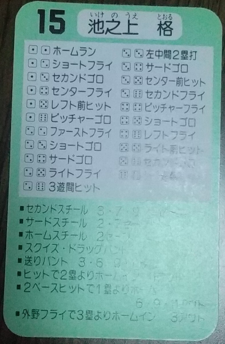 タカラプロ野球カードゲーム昭和５９年度南海ホークス 池之上格_画像4