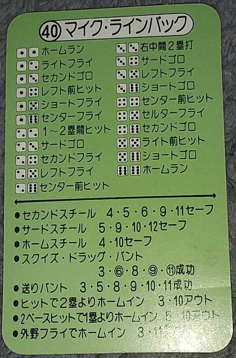 タカラプロ野球カードゲーム昭和５４年度阪神タイガース ラインバックの画像2