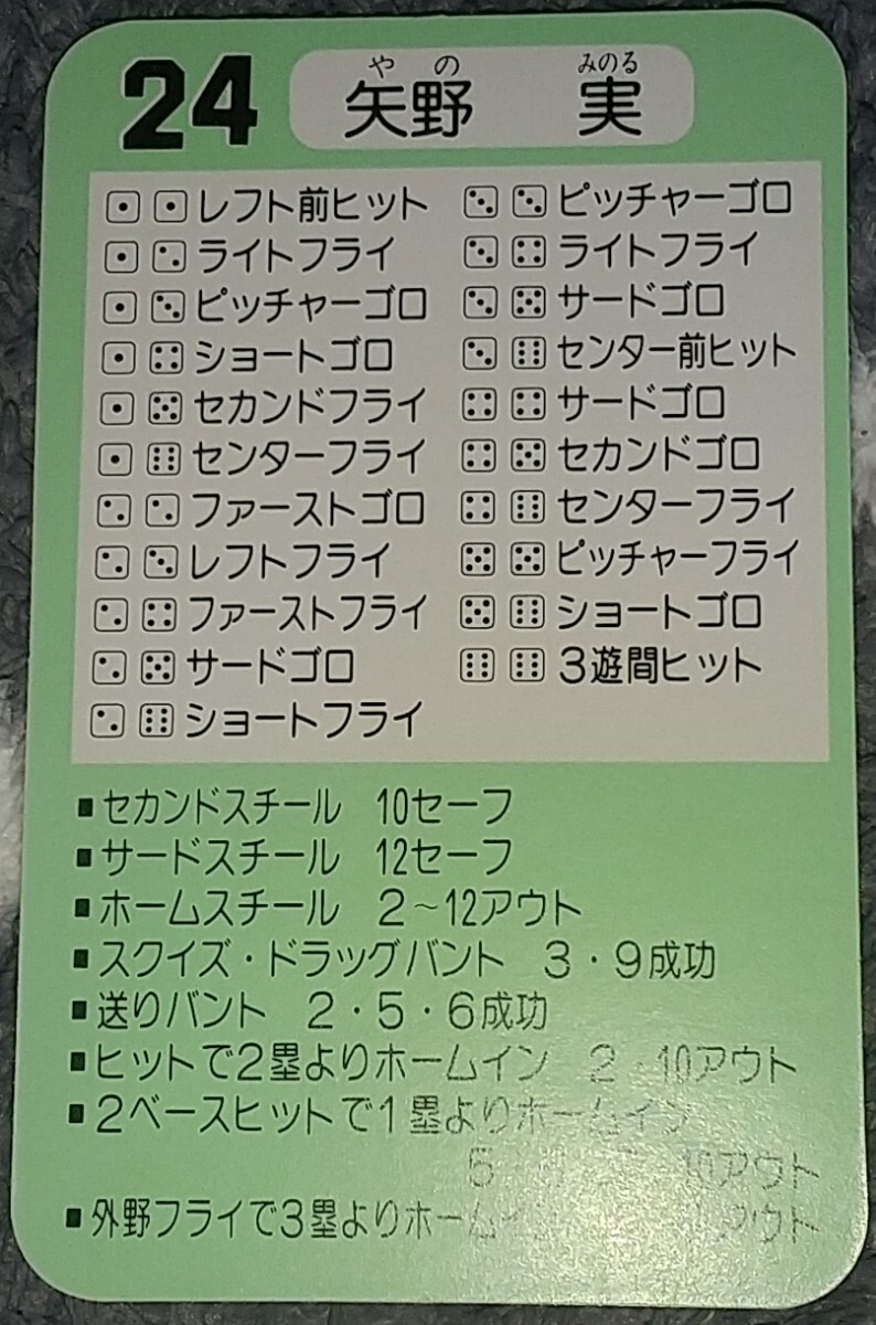タカラプロ野球カードゲーム昭和５９年度南海ホークス 矢野実の画像2