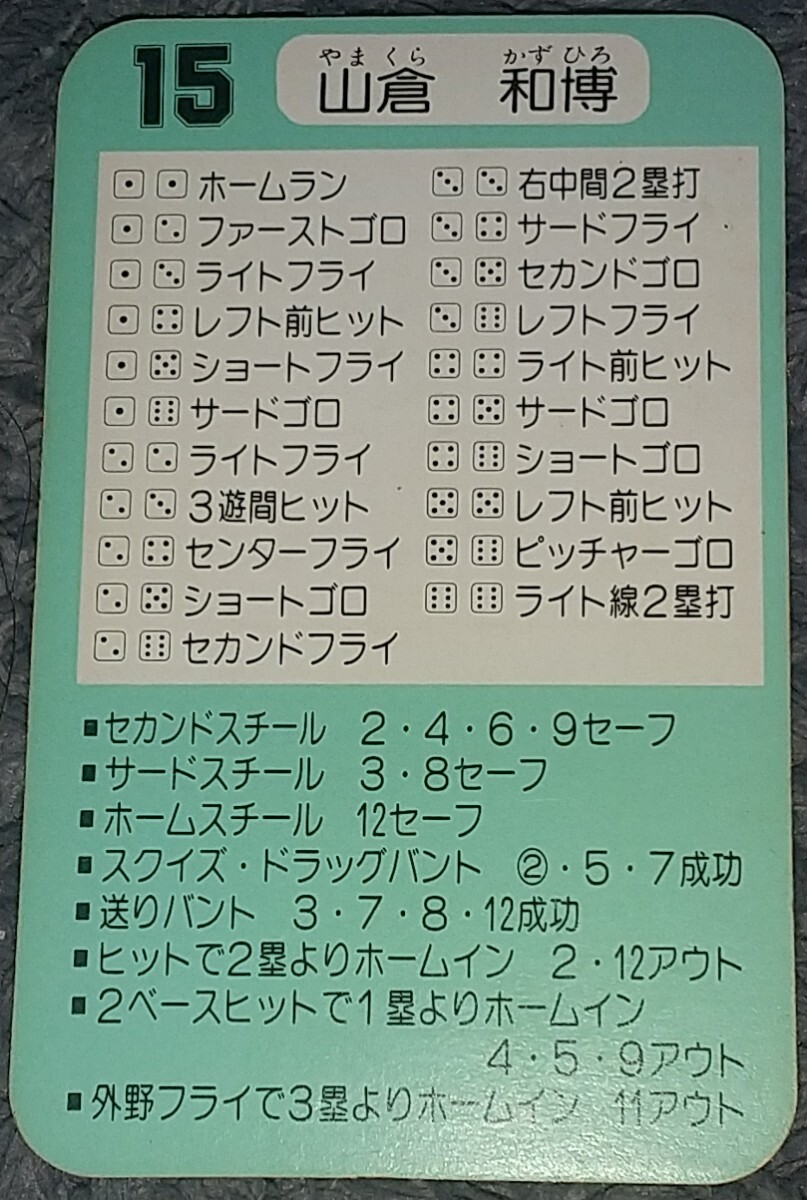 タカラプロ野球カードゲーム昭和６０年度読売巨人軍 山倉和博の画像2