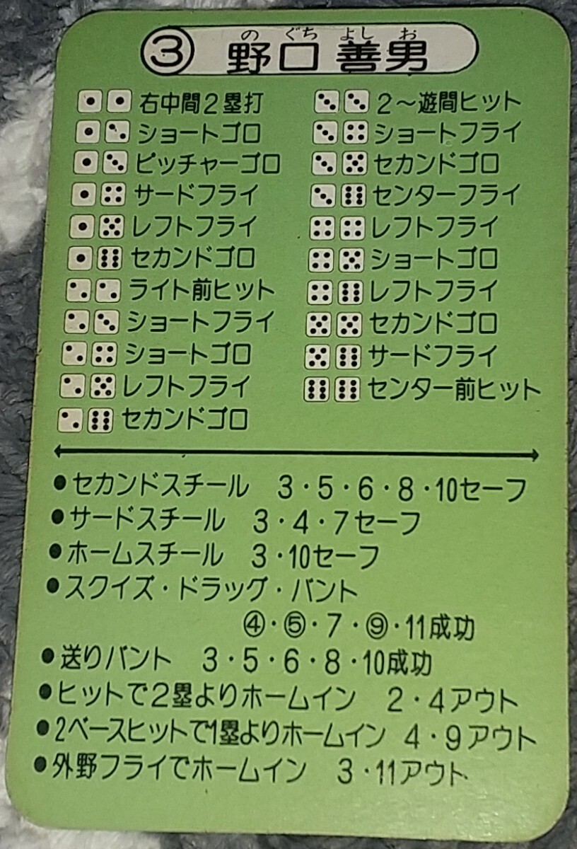 タカラプロ野球カードゲーム昭和５４年度横浜大洋ホエールズ 野口善男の画像2