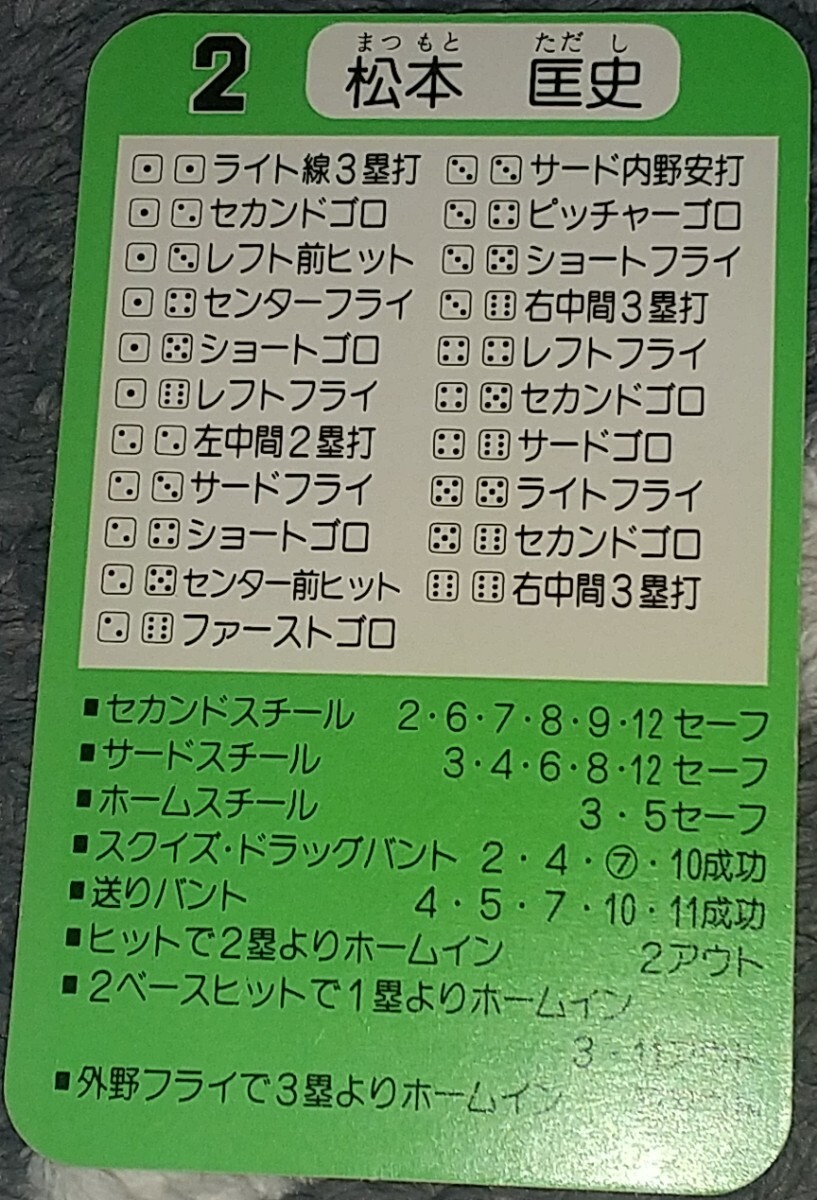 タカラプロ野球カードゲーム昭和６２年度読売巨人軍 松本匡史の画像2