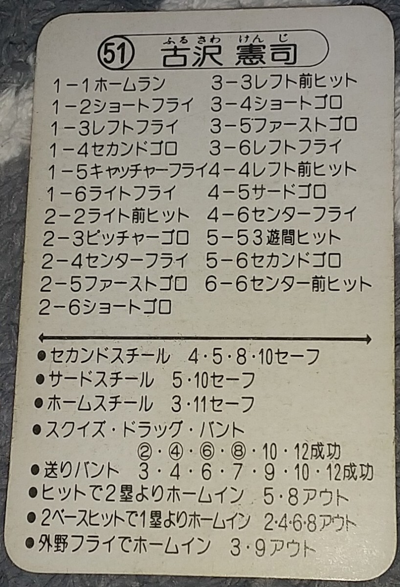 タカラプロ野球カードゲーム昭和５３年度阪神タイガース 古沢憲司_画像2