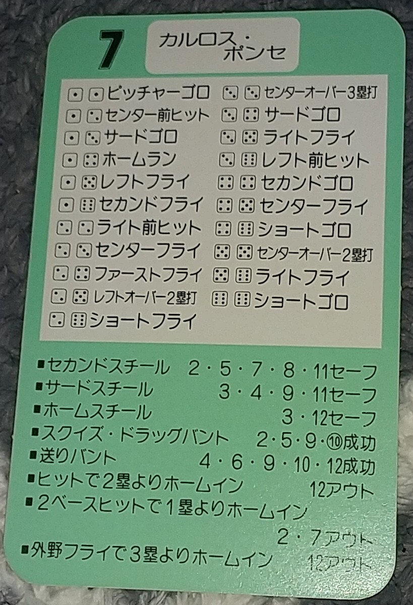 タカラプロ野球カードゲーム９０横浜大洋ホエールズ ポンセ_画像2