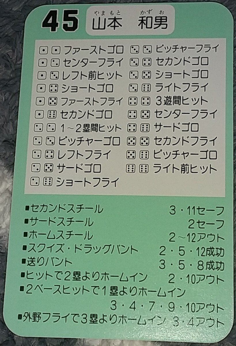タカラプロ野球カードゲーム８９オリックスブレーブス 山本和男_画像2