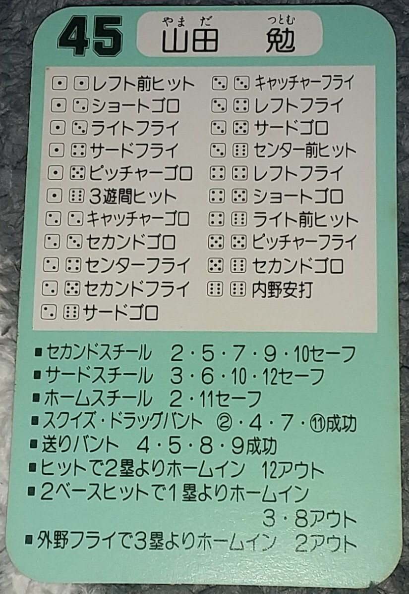 タカラプロ野球カードゲーム昭和６０年度南海ホークス 山田勉の画像2