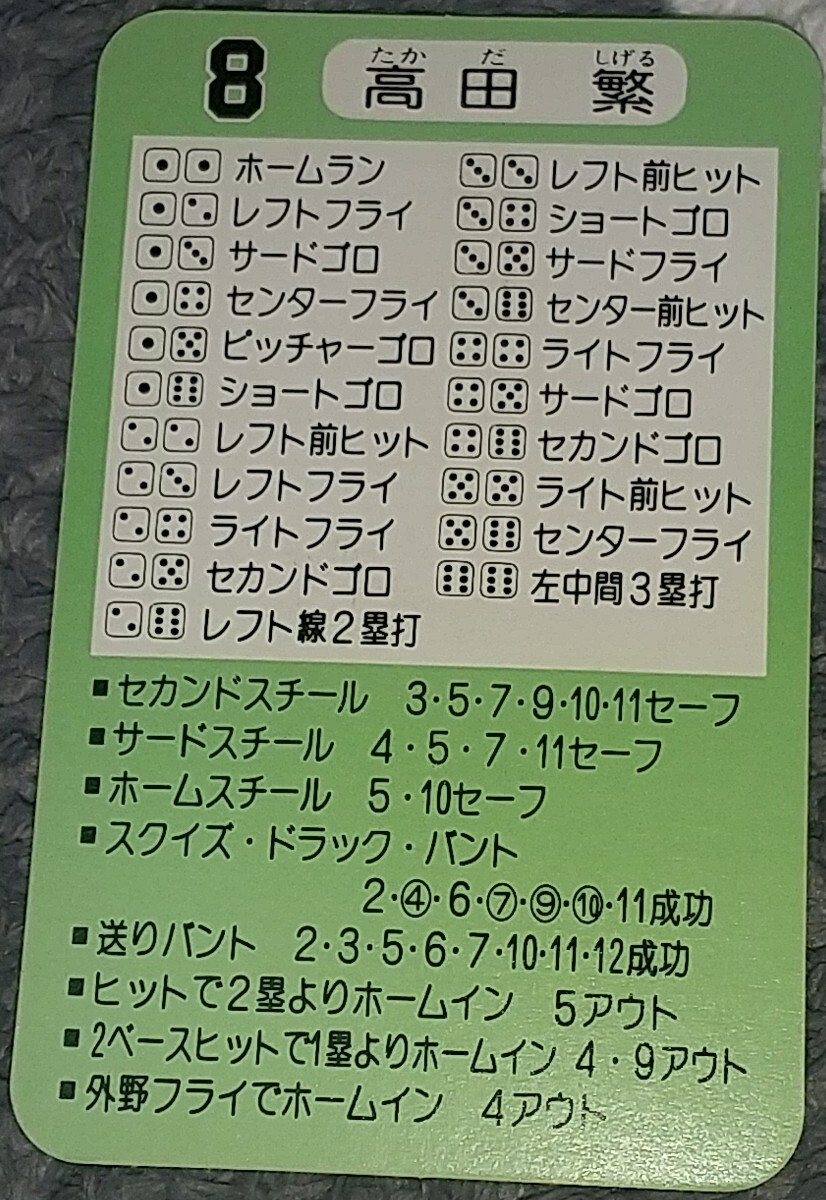 タカラプロ野球カードゲーム昭和５５年度読売巨人軍 高田繁の画像2